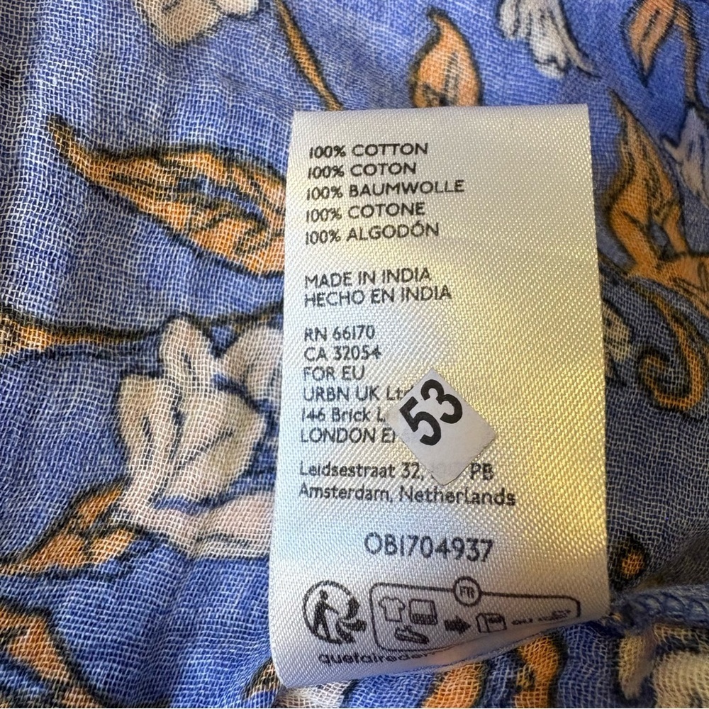 NWT Free People Large Cotton Nala Floral Babydoll Top Blue Orange Cotton - Picture 8 of 12
